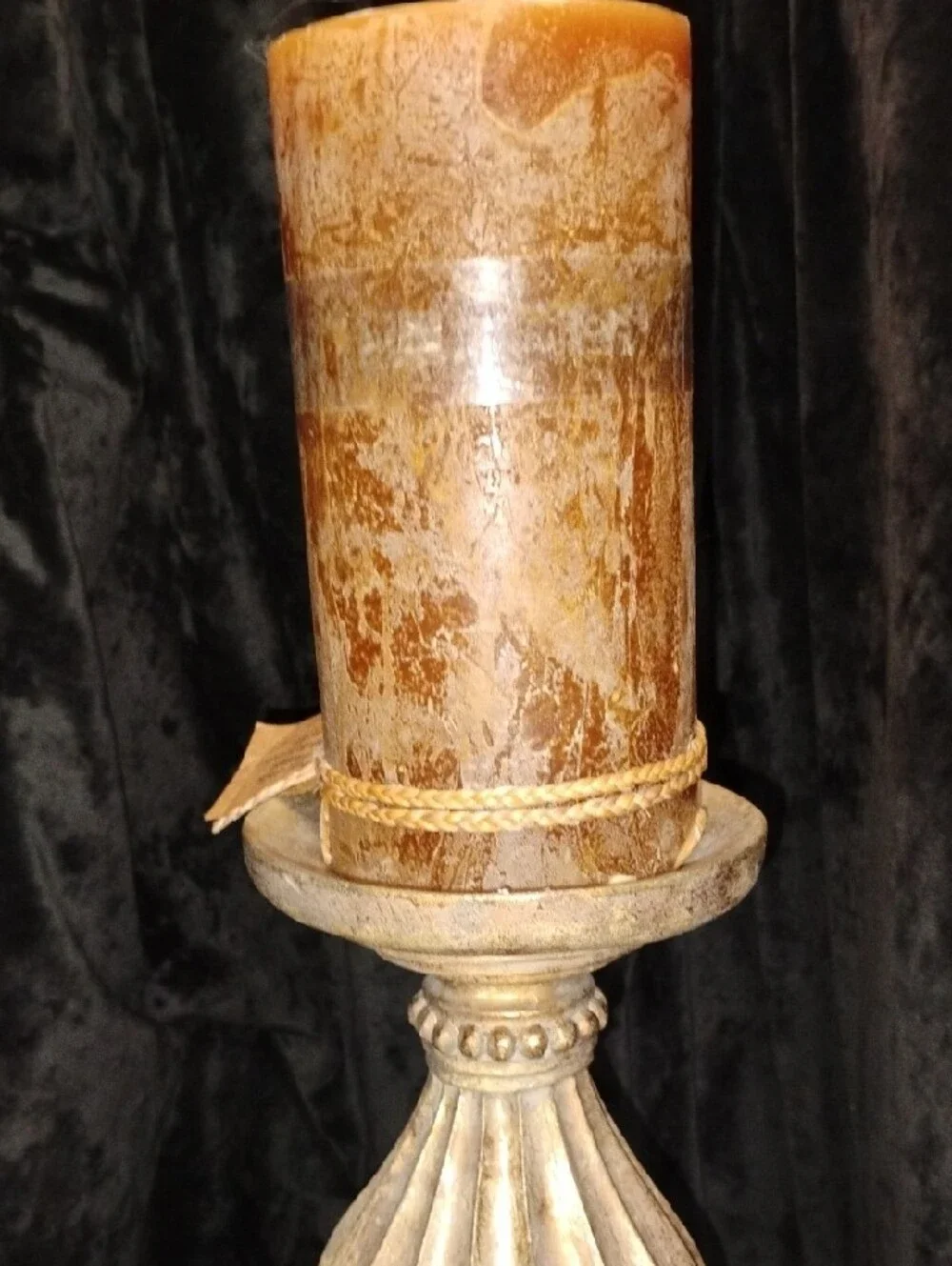 Pier 1 Decorative Tall Candle Holders in Distressed Gold - Set of 2